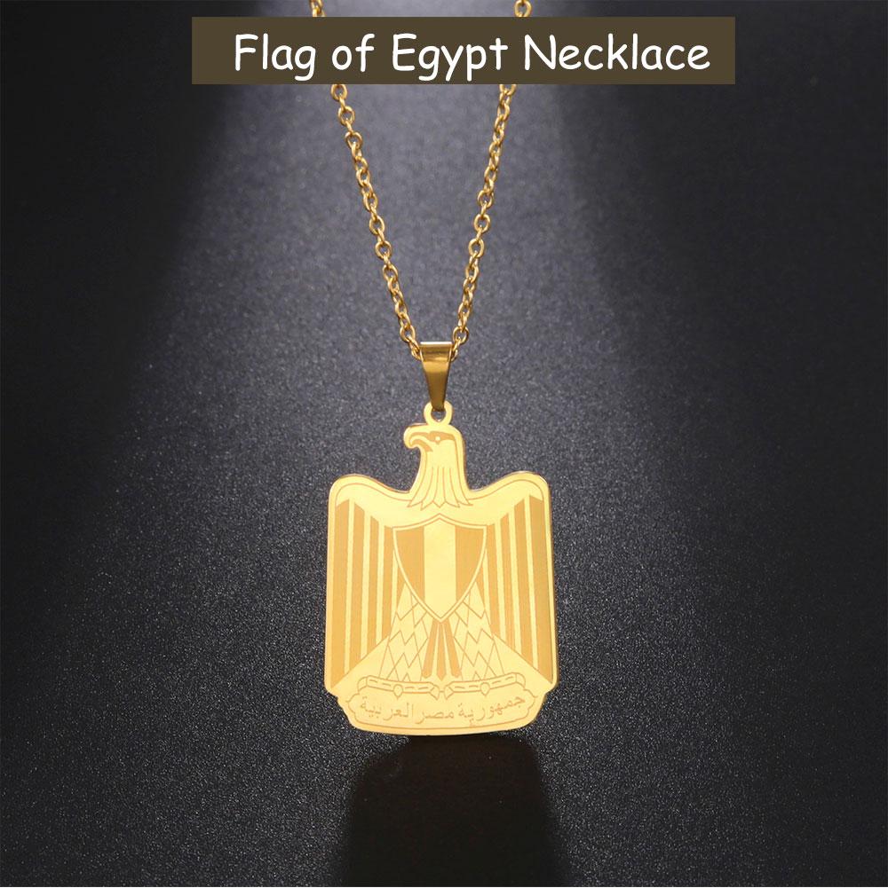 Cazador Flag of Egypt Pendant Necklace for Women Men Stainless Steel 2026 Eagle Jewelry Birthday Anniversary Gift Wholesale New