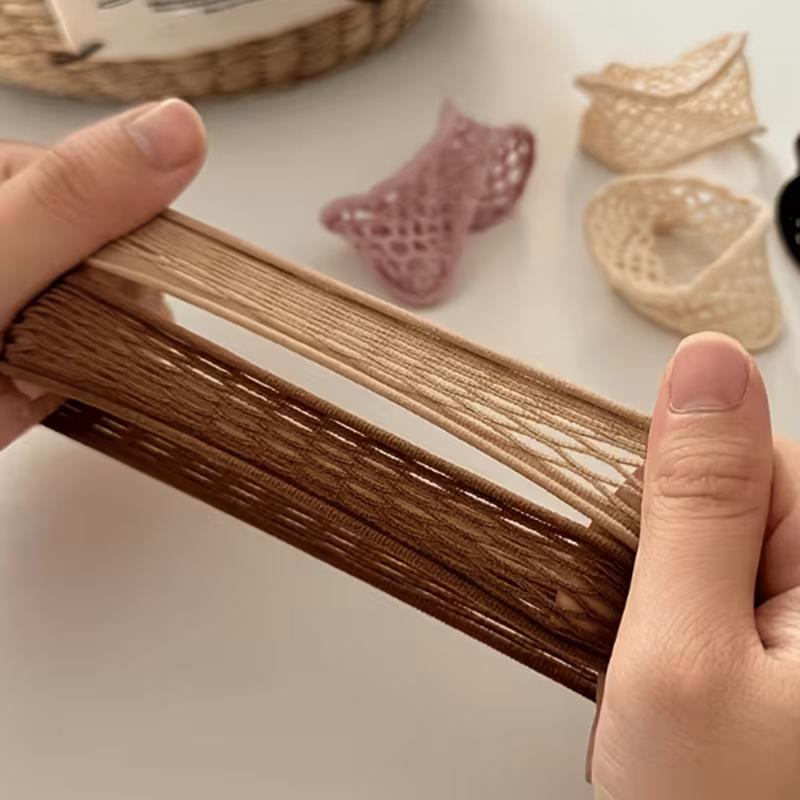 10pcs Random color High elasticity, seamless, hollowed-out, wide hairband, sweet elastic hair string for ladies' style.