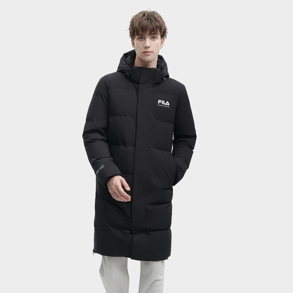 Fila 2023 Winter New Long Casual Simple Basic Hooded Down Jacket Men Jacket Black F11M349907F-BK
