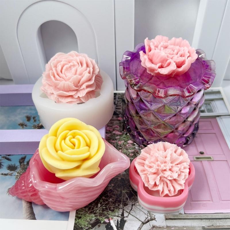 Rose Peony Flower Carnation Candle Silicone Mold Resin Epoxy Halloween Crafts DIY Ornament Jewelry Candle Making Tool