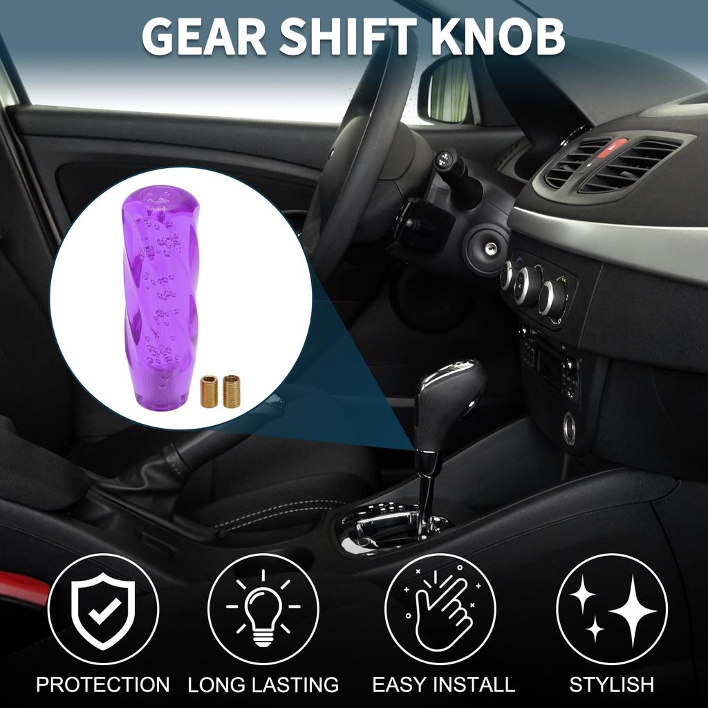 TUCKBOLD Front Car Shift Knob 15cm Purple with 3 Adapters