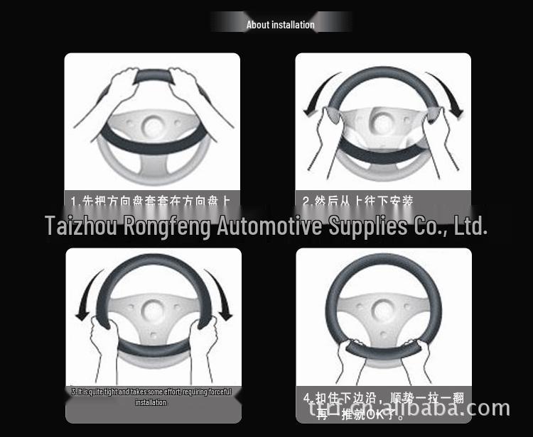 Comfortable Wear-Resistant Carbon Fiber Leather Steering Wheel Cover for 14.5-15 Inch Universal Female Cars.