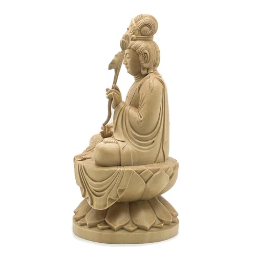 HU Trading Buddhist Statue, Kannon Bodhisattva and Seishi Bodhisattva (Total Height: 23cm, Width: 12.5cm, Depth: 11.5cm), Seated Statue, Amida Triad,