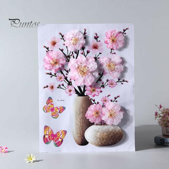 Vinyl Decal Wall Sticker Hot Stamping DIY Bright-colored Self-adhesive Flower Vase Home Decoration