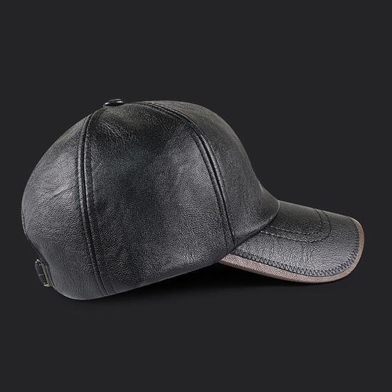 Herbst Winter Baseballkappe Kunstleder Atmungsaktiv Metallösen Color-Blocking Design Vielseitiger Lässiger Stil Baseballkappe