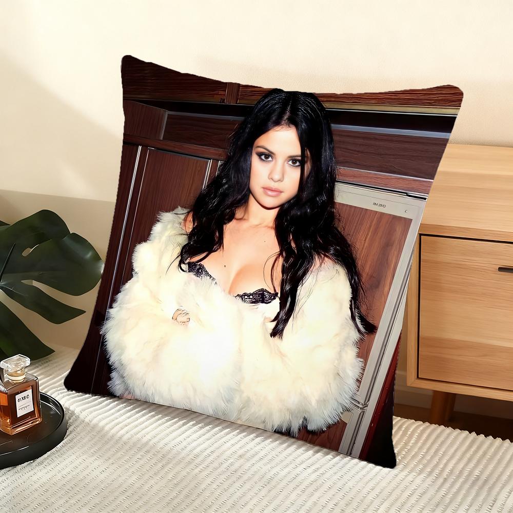 S-Selena Gomez Cushion Cover Soft Short Plush Pillow Cover Smooth Cozy Texture Aesthetic Cushion Case Home Decor