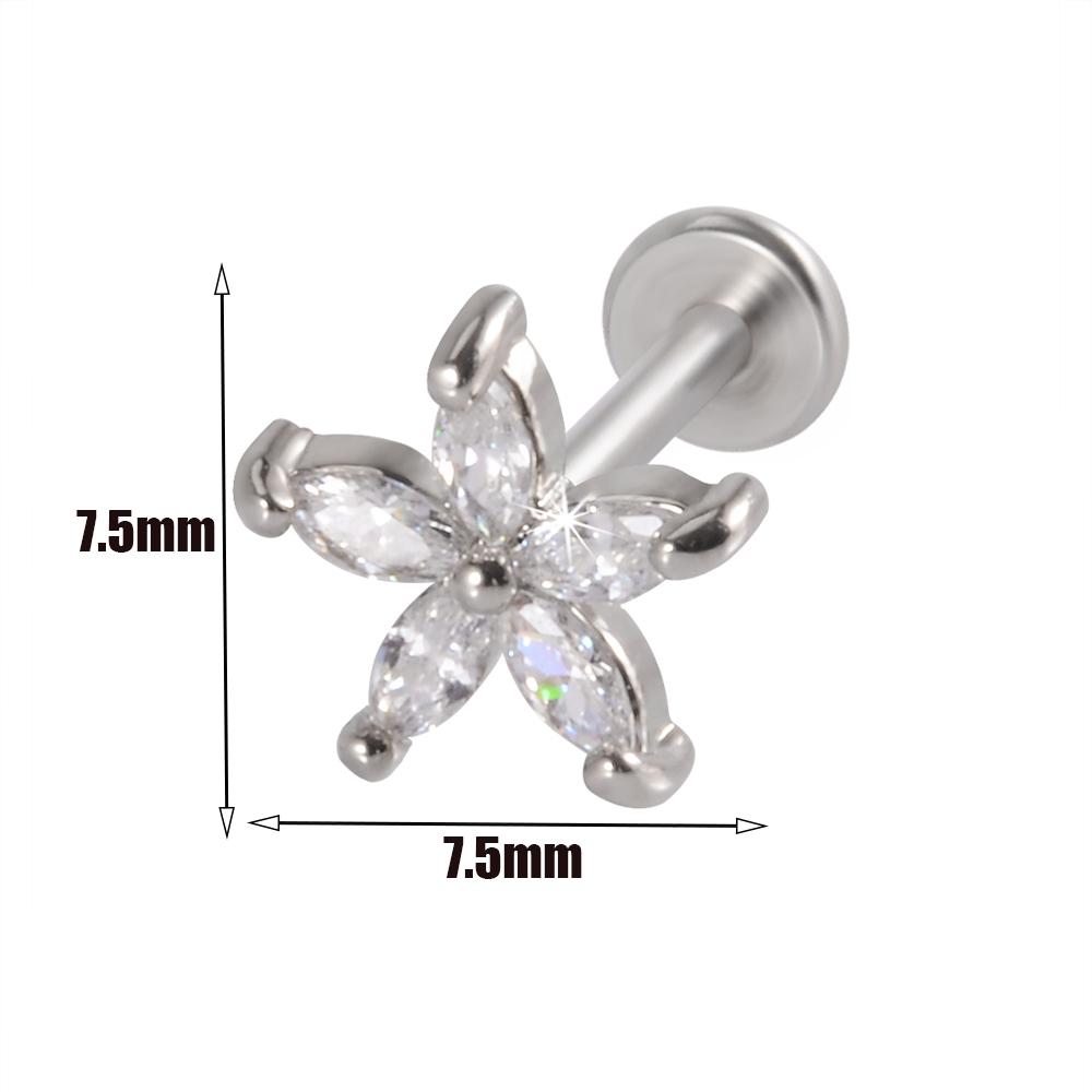 1pcs Surgical Steel Zircon Ear Stud Labret Stud Lip Ring Cartilage Helix Lobe Conch Piercing Moon Earrings Body Piercing Jewelry