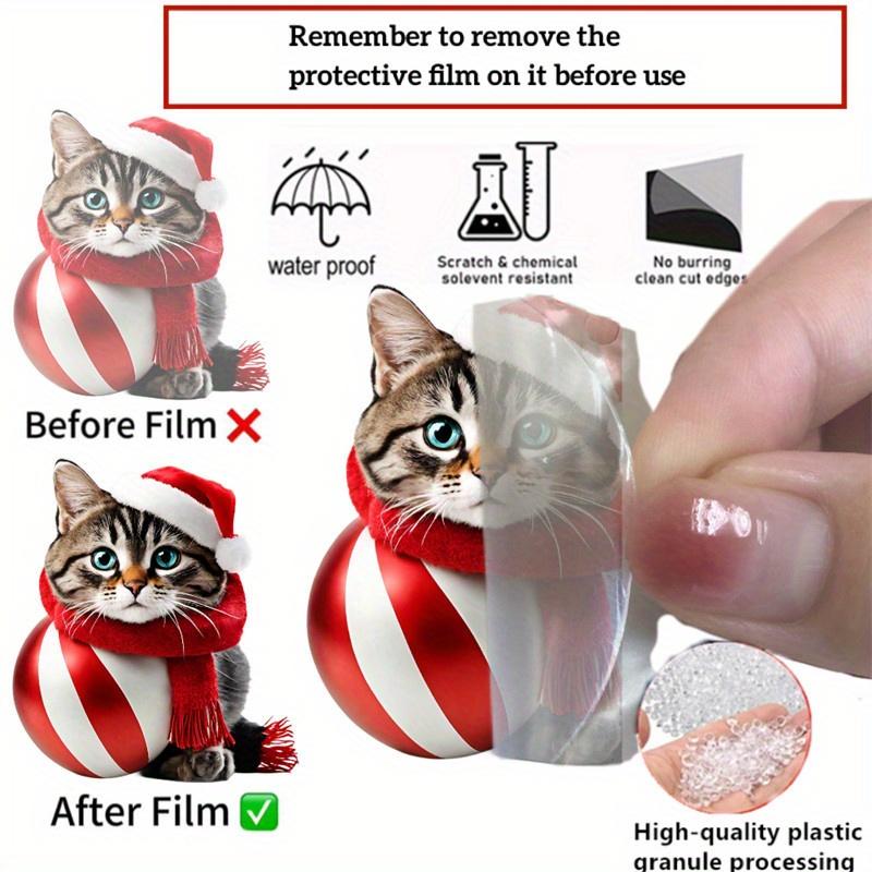 1 buc. Pandantiv pentru brad de Crăciun cu pisică de desene animate - Ornament suspendat - Decor 2D plat acrilic pentru oglinda retrovizoare pentru mașină