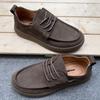 Leather men's shoes 2026 casual lace up soft sole retro style frosted versatile wide head men's leather shoes
