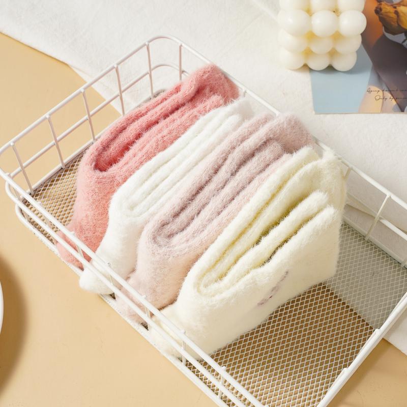 Damskie skarpety domowe w jednolitym kolorze Jesienno-zimowe do połowy łydki Pogrubione Ciepłe Skarpety z runa norek