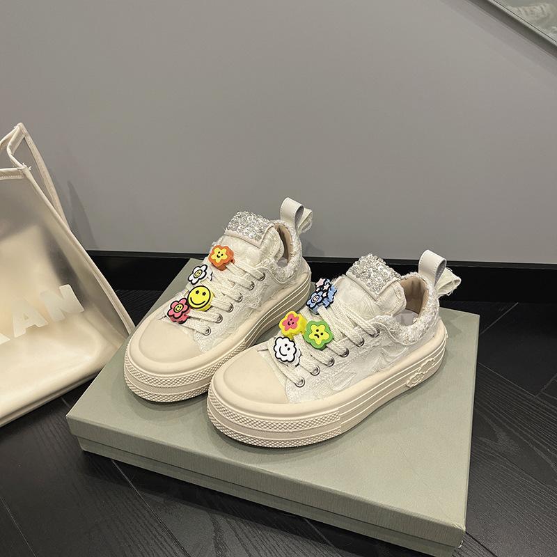 

Platform muffin white canvas shoes women s 2025 autumn new small white shoes fashion casual board shoes versatile student tide 40