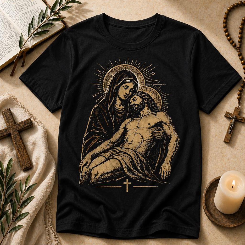 T-shirt Pieta – T-shirt Vintage Art Religieux Vierge Marie Jésus