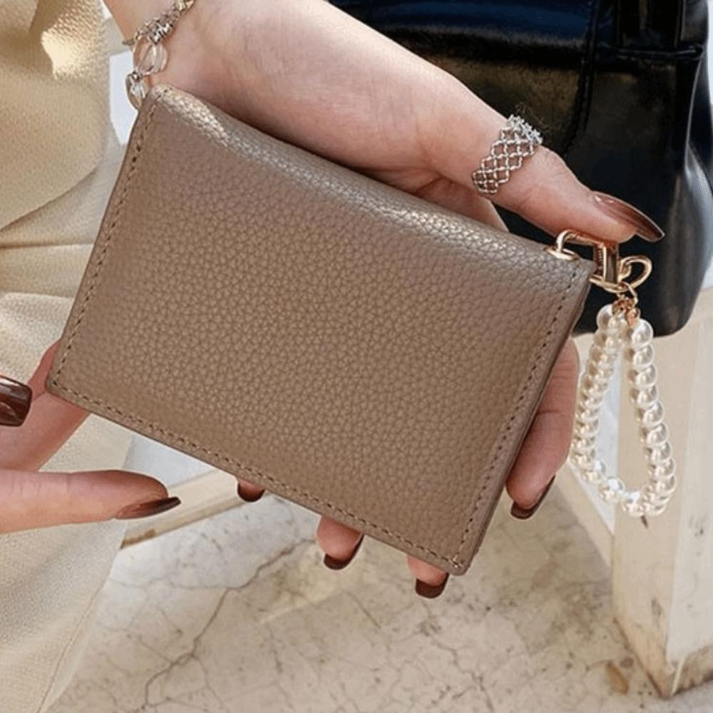 

Жемчужная цепочка на запястье однотонная кошелек для монет корейский стиль держатель для карт кошелек с узором личи путешествия Grey(with Chain)