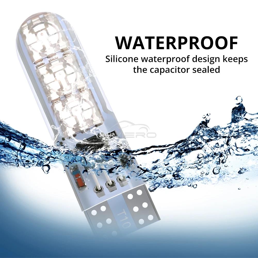New T10 5050 6SMD DC 12V Waterproof W5W Remote Controller RGB 194 168 Dome Light Silicone Wedge Side Car Signal Atmosphere Bulb Neon Lights 4
