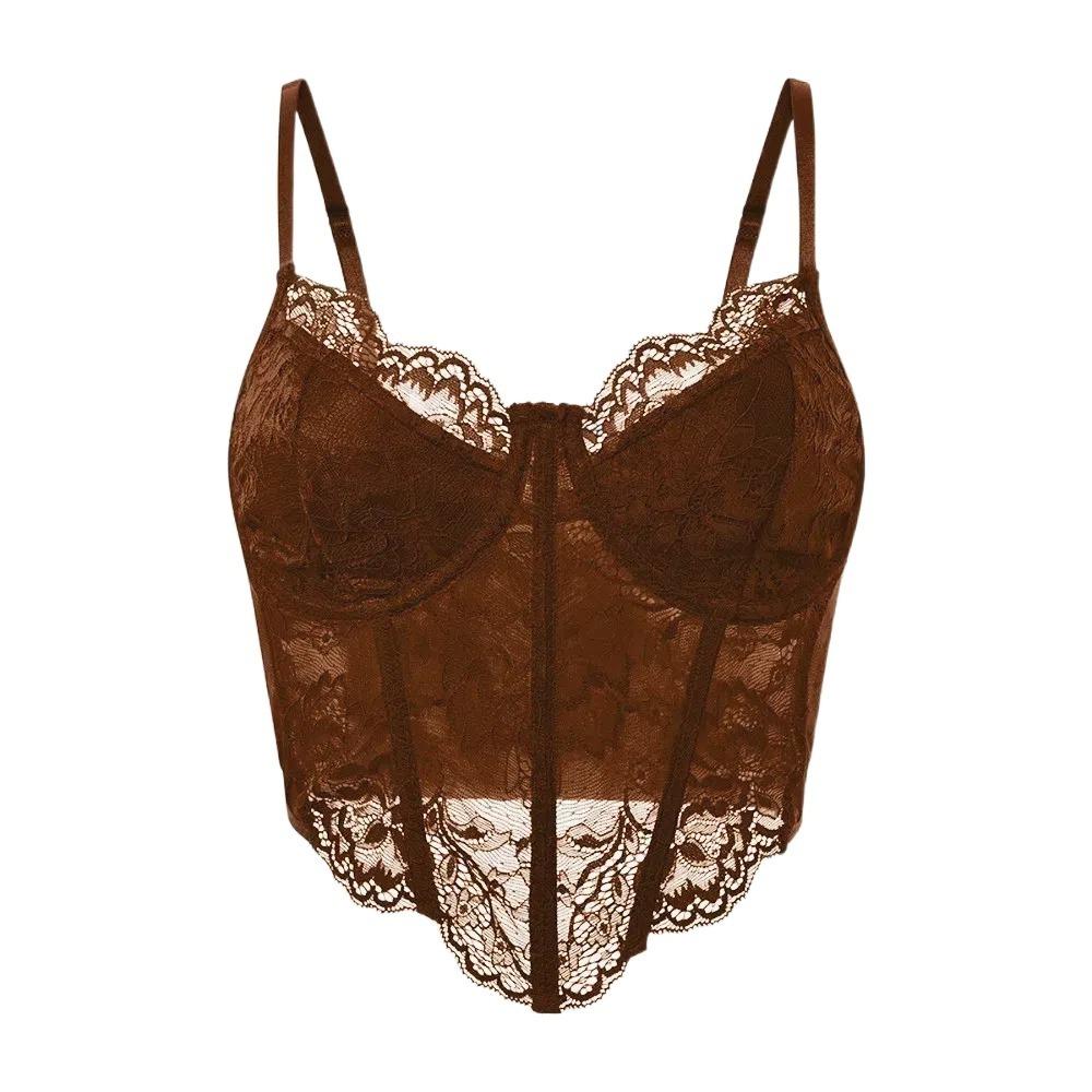 Hollow Lace Corset Slim Fit Suspender Vest Elastic Crop Tops Travel