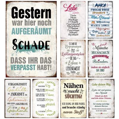 German Funny Quote Metal Tin Sign Garage Vintage Plaque Poster Plate Wall Decor for Bar Cafe Pub Room Man Cave Home Decor