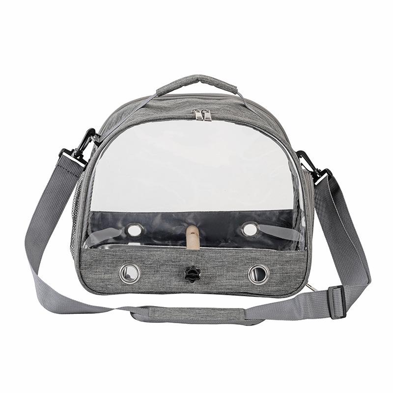 

Parrot Carrier Bag Portable Bird Backpack with Perch for Birds Cage Side Window Foldable Samll Pet Travel Cage Bird Supplies серый
