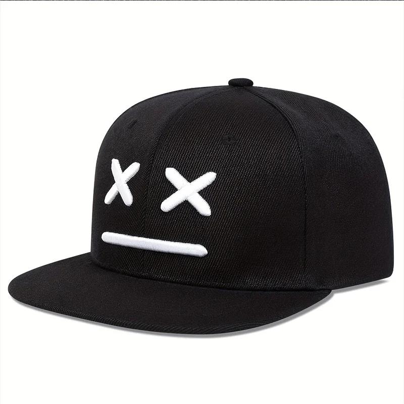 

Unisex Xx Smiling Face Embroidery Baseball Hats Spring Autumn Outdoor Adjustable Casual Hip-Hop Trucker Caps Sunscreen Hat