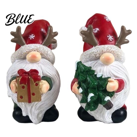 Indoor Christmas Decoration Gnome Figurine Resin Red Santa Dwarf Statue with Tree/Gift Box Festive Ornament for Showcase Tomte Swedish Nordic Table