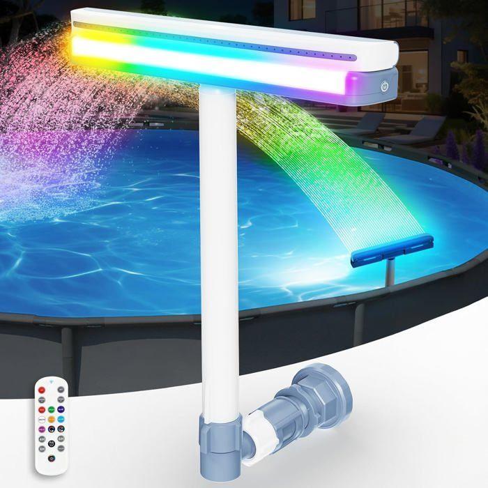 Fontaine Piscine LED Rechargeable KingSom avec Télécommande, Cascade Ajustable, 10000mAh - Accessoires Piscine Hors Sol