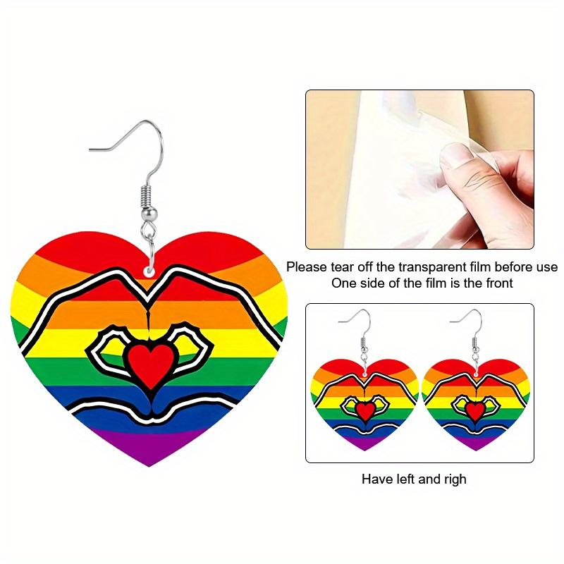 2D Flat Pride Earrings Rainbow Heart Earrings Acrylic Earrings Fashion Jewelry Elegant Earrings Party Earrings Holiday Gift for Friends Party Favor