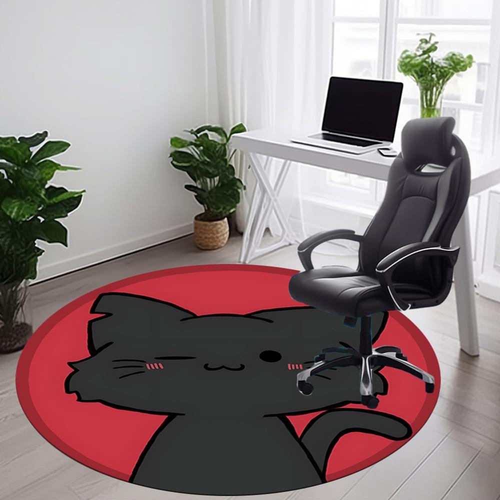 1pc Cat Pet Office Round Area Rug, Indoor Mat Suitable For Office, Under Office Chairs Bedroom Living Room Home Decor, Room Deco