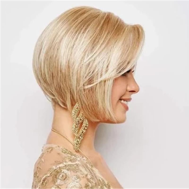 Kurze Bob-Perücke, synthetische blonde Perücken für Frauen, Halloween, Weihnachten, Cosplay, Lolita-Haar, hitzebeständige Faser-Perücken