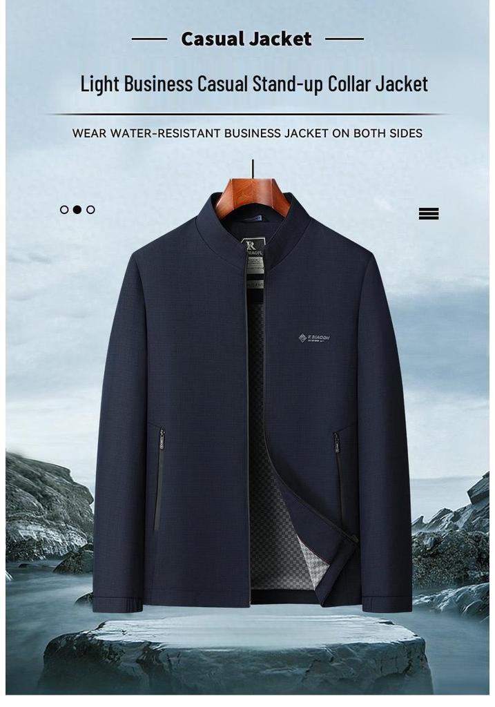 Men's Stand Collar Jacket - Spring/Autumn 2026 Business Casual for Middle-aged & Elderly