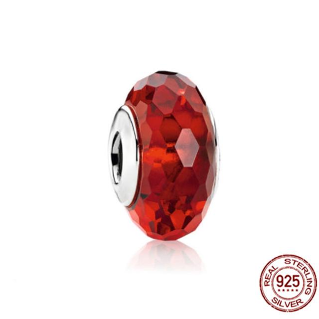 925 Sterling Silver White Red Blue Lucky Four -Leaf Clover Murano Glass Charm Jewelry Bead Fit Sweet Fasion Bracelet