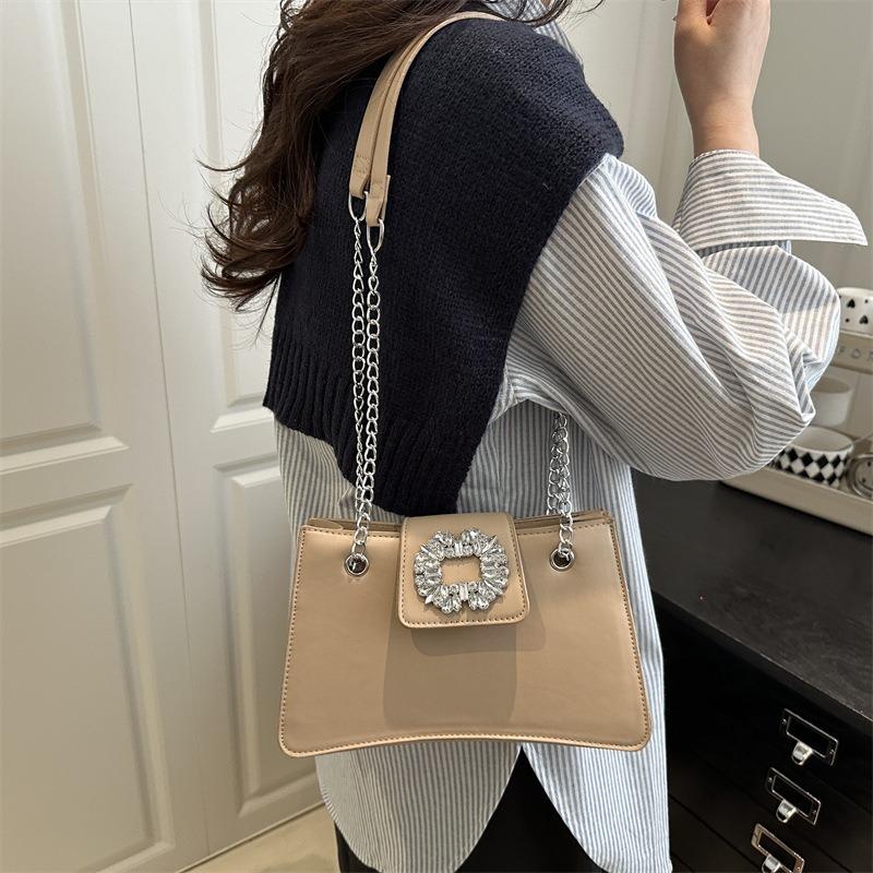 Diamond-encrusted Small Square Bag Women's Bag Summer New Fashion Light Luxury Shoulder Bag Commuter Chain Messenger Bag
