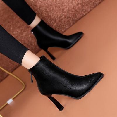 Botas Martin Femininas Nova Moda Pontiaguda Zíper Salto Alto Botas Curtas Salto Fino Moda Botas Femininas