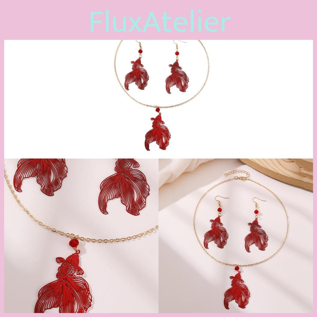 Retro rund bollfiskhängehalsband med elektropläterad finish för damer