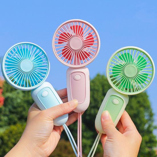 Handheld Desktop Fan with Lanyard Dual-Use Portable Cooling Fan for Students Commuting Traveling Type-C Fast Charging Low Noise Summer Gadget
