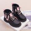 Girls Martin Boots Love Spring and Autumn New Girls Black Boots Children's Short Boots Medium Older Children Little Girls