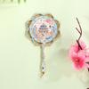 Lotus Handle Makeup Mirror with Temple of Heaven Pearl Pendant - Portable Cultural Style Mirror
