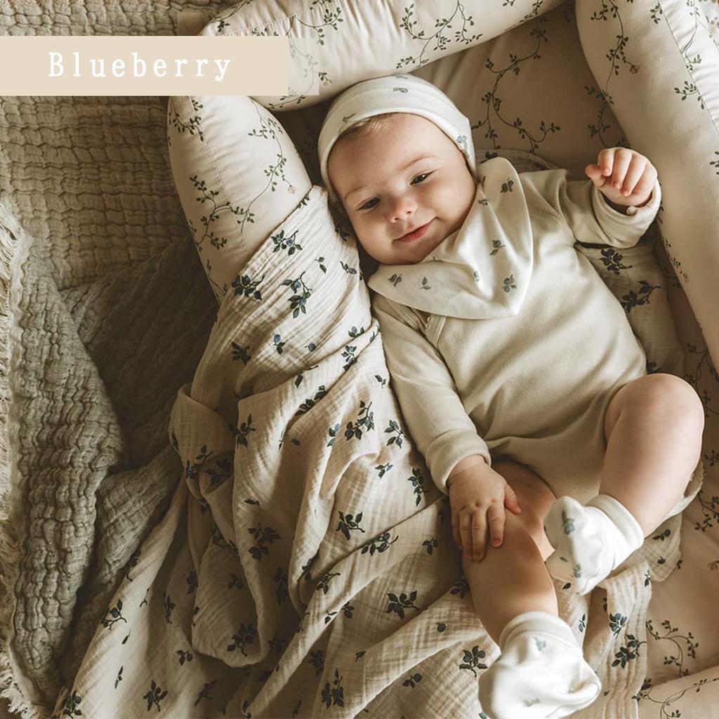 Garbo and Friends swaddle swaddle blanket Spring Summer Autumn Winter Discharge 100 Cotton Baby Blanket Regular 110cm Blueberry garbo&friends