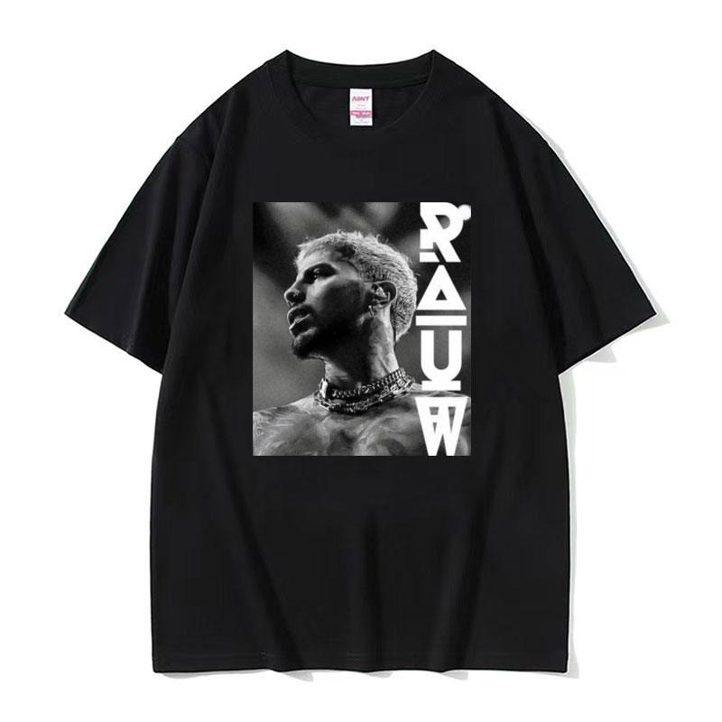Rapper Rauw Alejandro Reggaeton Trap T-shirt Unisex's Harajuku Retro Hip Hop Punk T-shirts Unisex 100% Cotton Short Sleeve T Shirt