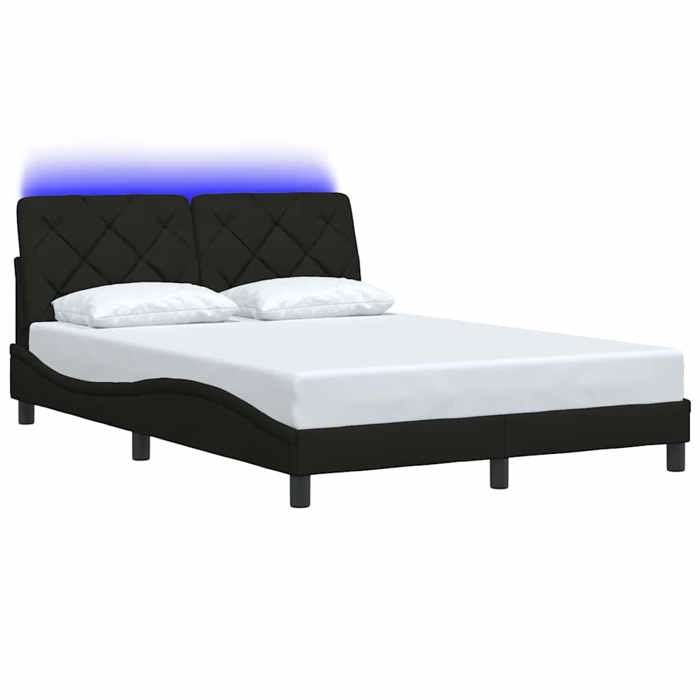 VidaXL Bed Frame with LED Without Mattress Black 120x200 Cm Fabric 3310659