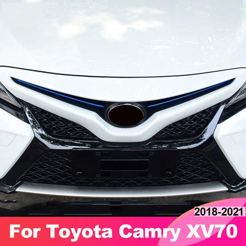 Car Front Grille Grill Logo Emblem Trim Strips Cover Stickers For Toyota Camry XV70 2018    Accessories