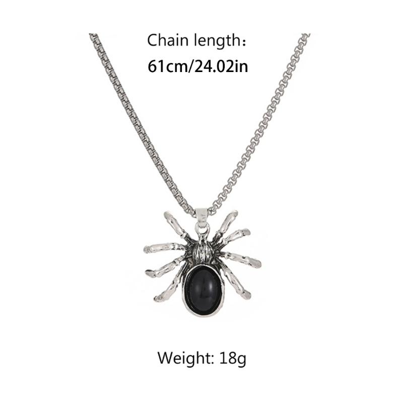 Spider Necklace Gothic Hip Hop Metal Spider Shaped Pendant Necklace Women Party Gift Jewelry Gift for Friends Classmates