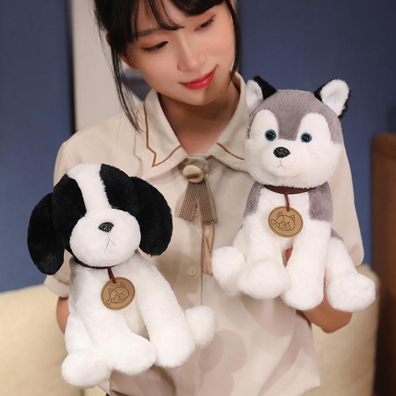 25cm Carino Realistico Cucciolo di Cane Peluche Simulazione Bulldog Chihuahua Pastore Tedesco Foxhound Schnauzer Husky Animale di Peluche Bambola