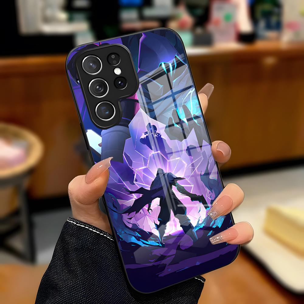 V-Valorant Game Phone Case For Samsung A25 A13 A33 5G A54 A36 A35 A56 A52 A14 Shockproof Glass Cover