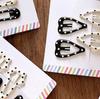 4Pcs White Black Girl Snap Hair Clip Kids Star Love Bow Oval Hairpin Fashion Sweet Cute Basic Headwear Children Hair Accessories