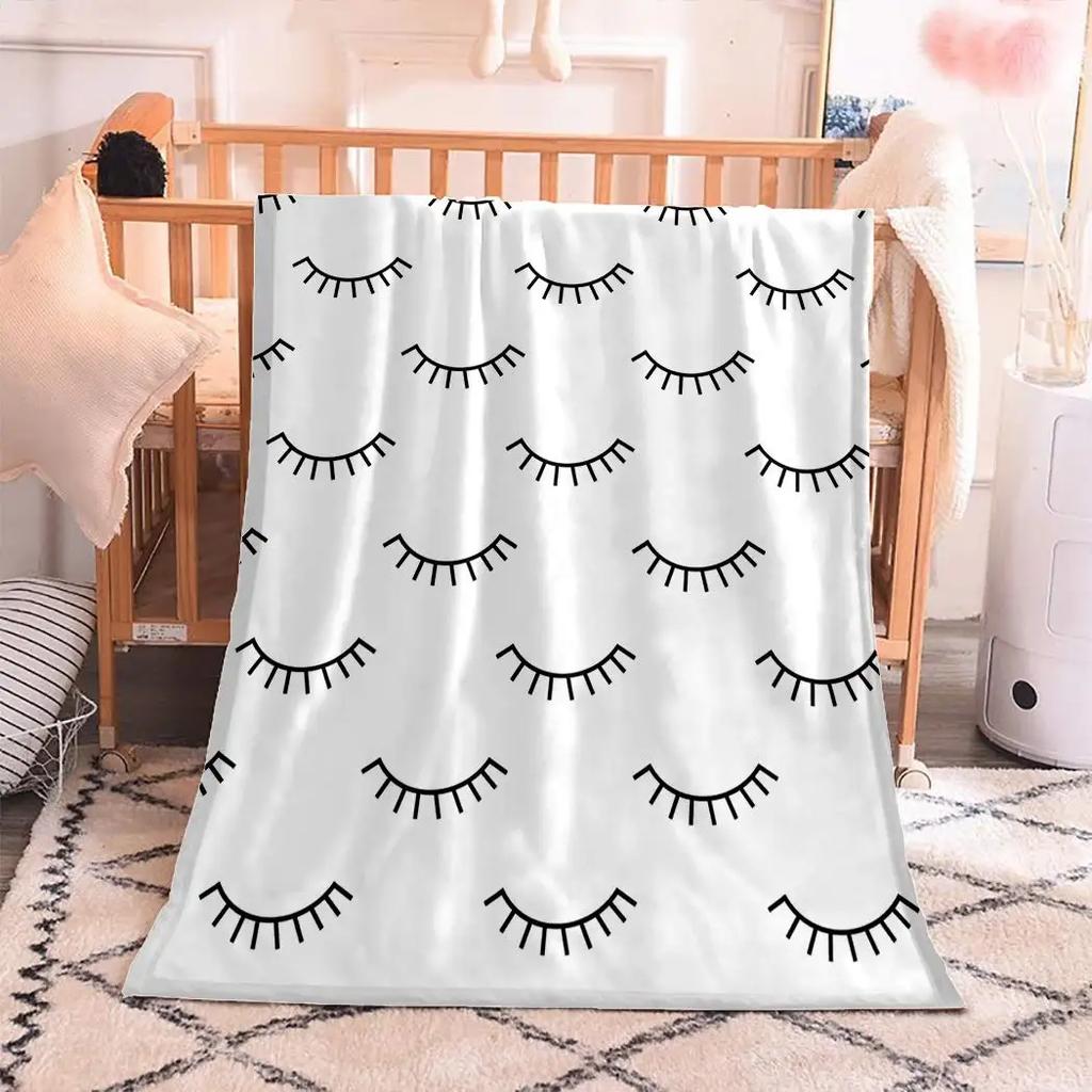 Abstract Closed Eyes Cute Eyelashes Blanket Lightweight Blankets All Season Throw Blanket for Couch Bed Soft Flannel Blanket