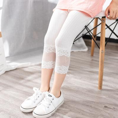Girls' Cropped Pants Summer New Style Baby Long Lace Cotton Leggings Children's Pants Summer Thin Version