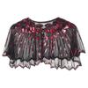 Delicate Sequins Adorned Capelet Shoulder Wrap Breathable Mesh Fabric Scarf Shawl With Intricated Beadwork Design