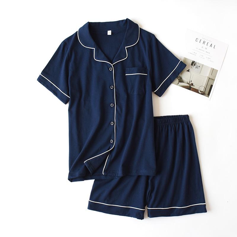 

Cotton Couple Pajamas: Men s and Women s Short-Sleeve Homewear for Summer, Spring, and Autumn Extra Large