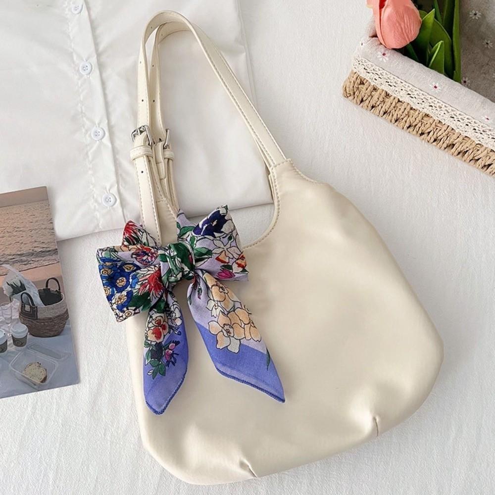 Pastoral Style Cotton Linen Square Scarf Square Scarf Hair Band Elegant Floral Kerchief  Women