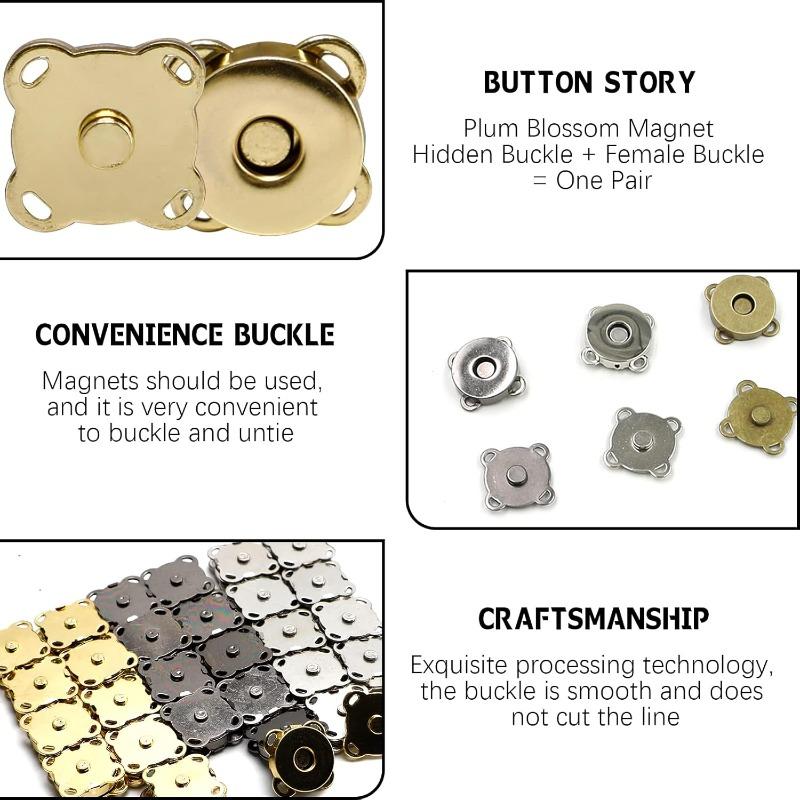 30 Sets Magnetischer Druckknopf 18mm Magnetischer Knopf für Kleidung Taschen Geldbörsen Aufnähen von Magnetischen Druckknöpfen für Stoff DIY Basteln(Silber,Gun Color,Helles Gold)