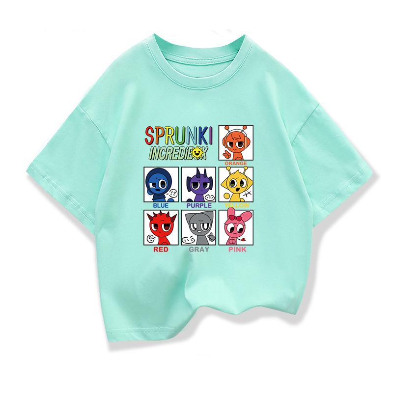 Summer Kids Game Incredibox Tshirt Cute Sprunki Cartoon Tops Baby Girls Spring O-Neck TeeChildren Short Sleeve Shirt Clothes